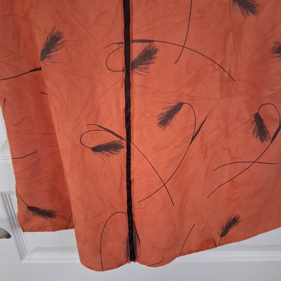 Robert Kitchen Women’s Orange Feather Print Vest Large Zip Front - Picture 5 of 5